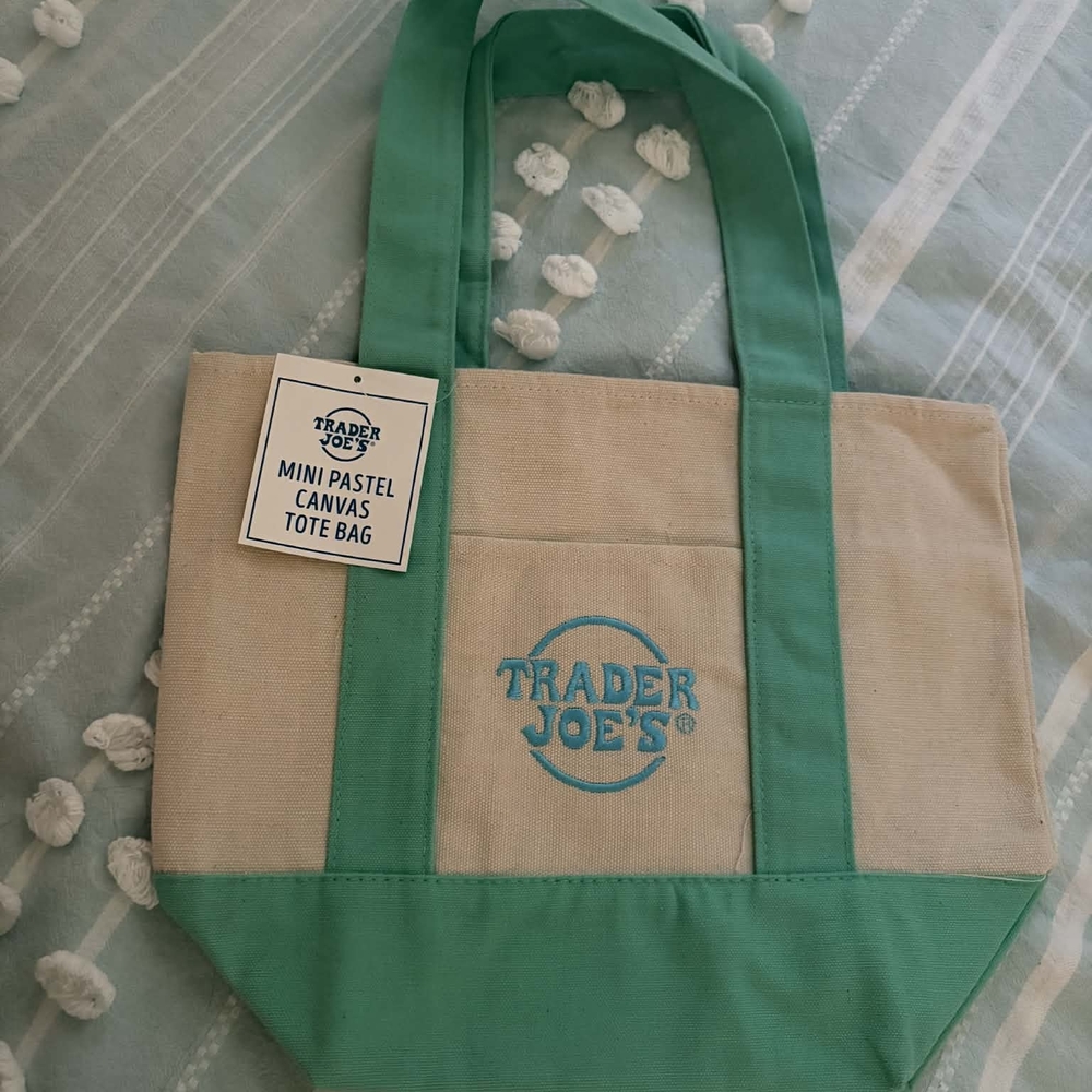 Trader joes Pastel Green Canvas Mini Tote Bag